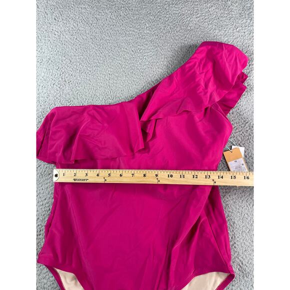 Kona Sol One Piece Swimsuit Womens 16 Pink Padded Asymmetrical One Shoulder NWT - Picture 5 of 9